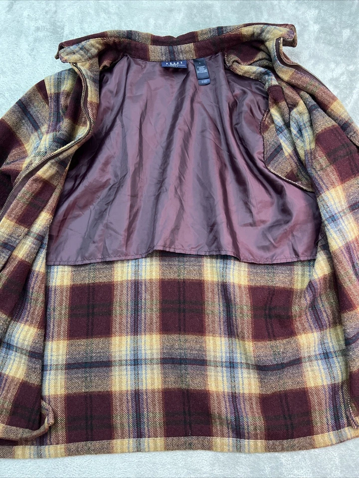 Crazy Horse Wool Blend Shirt Jacket Womans 2X Fall Plaid Zip Up Elbow Patches - Image 3 of 4