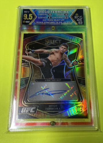 2021 Panini Select UFC MMA Diego Ferreira Tie-Dye Prizm Rookie Auto /25 RCG 9.5