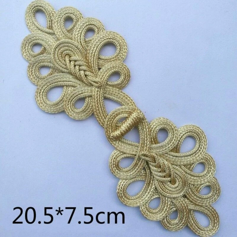 1 Pair Large Chinese Frog Fasteners Closure Button Knot DIY 8 3 Inches Gold Chic - Image 3 of 4