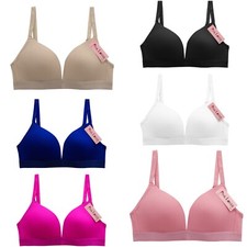 6 Bras MOLDED SOFT CUP WIRE FREE WOMEN'S BRA NO PADDING COMFY WIRELESS 34C-42C