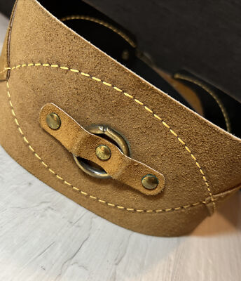 VTG TEX TAN “Woodstock” Belt Brushed Cowhide Leather Antique  display picture 1