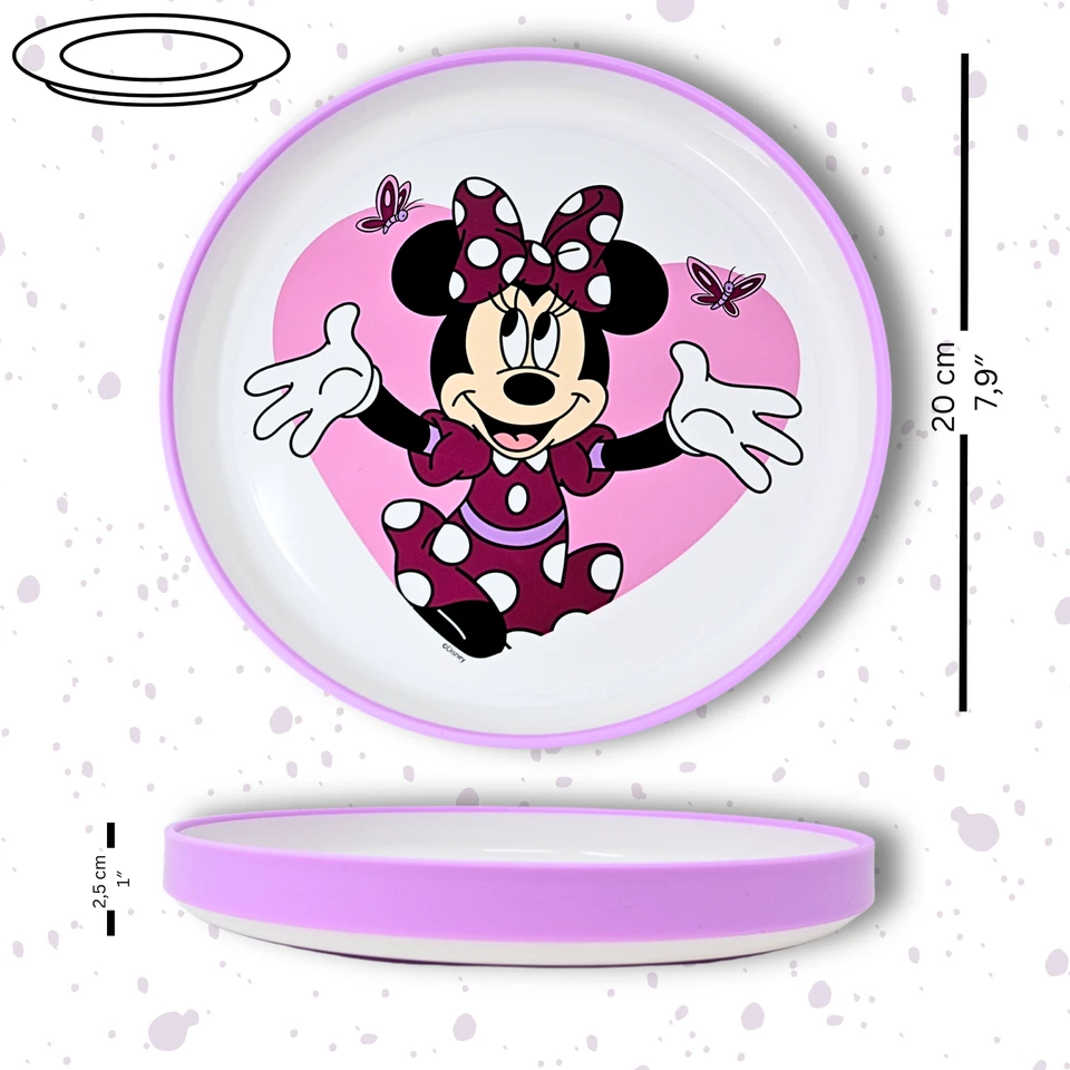 Disney Minnie Mouse Kinder Geschirr Set Mädchen Esslernset Frühstücksset Besteck - Bild 2 von 4