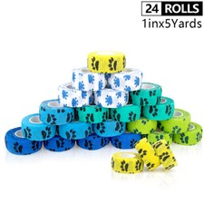24 Rolls 2.5cm Cohesive Bandage Self Adherent Wrap Medical Tape Breathable