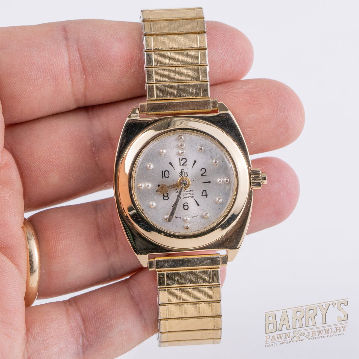 Vintage AFB DELUXE BRAILLE WOMENS WATCH Gold and Silver Watch Vintage Automatic 14k Gold AFB De Luxe Braille Watch | eBay main image 4
