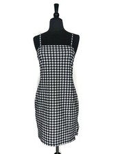 Shein Black White Houndstooth Bodycon Strap Dress Size L