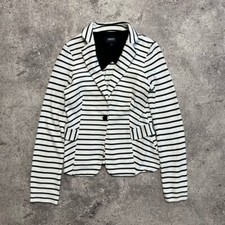 Armani Striped Blazer Dinner Jacket White Size S