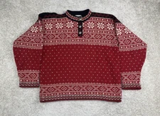 LL Bean Women’s Wool Blend Sweater Nordic Fair Isle Bird eyes S Knit Red USA