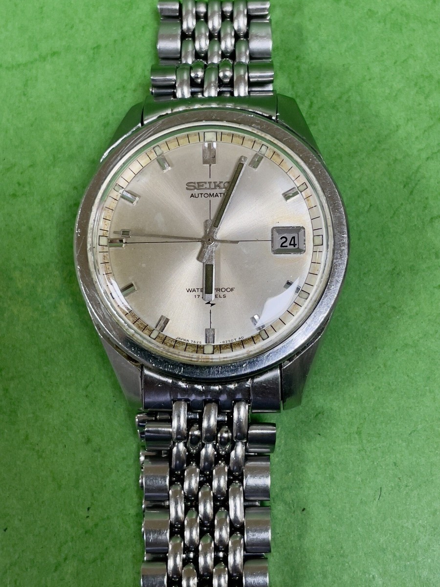 Vintage SEIKO 1960s 7625-8233 Automatic 38mm Watch S/S Rice Beads