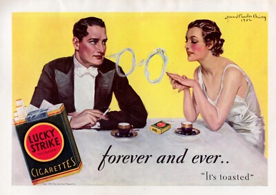 Reproduktion Vintage ''Luck Strike - It's Toasted'' Zigarettenposter. Größe: A2