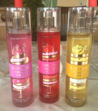 3 BATH  BODY WORKS ICED LEMON SWEET PETAL STRAWBERRY POUND CAKE FRAGRANCE MISTS