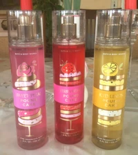 3 BATH & BODY WORKS ICED LEMON SWEET PETAL STRAWBERRY POUND CAKE FRAGRANCE MISTS