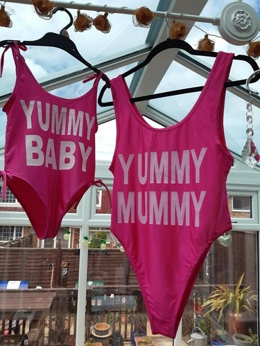  Floral Pig Mummy And Me Hot Pink Swimsuits And Cover Up Size Med 1 2 