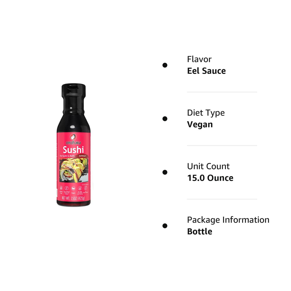 Sushi Eel Sauce for Sushi Rolls, Japanese Unagi Sauce Gluten Free, 15