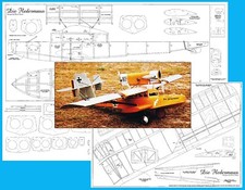 Model Airplane Plan RC : Die Fledermaus 61" Amphibian for 2x .25 Motors or Elec