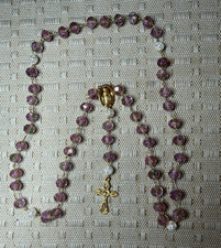 Handmade Pink Faceted Rose Murano Glass Bead Rosary