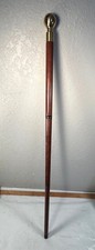 Smuggler Brass Wood Captains Walking Stick Compass Hidden Flask Tippling Cane