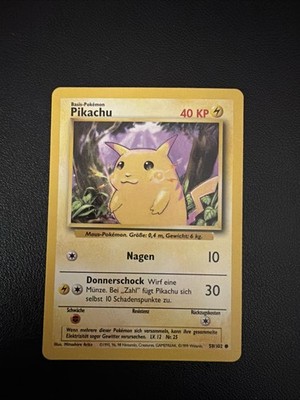Pikachu Pokemon Karte 58/102 Base Set Deutsch NM