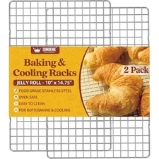 Stainless Steel Cooling Rack Set of 2 Heavy Duty Wire Racks for Baking Cooking