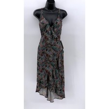 BAR III Women's Plus Black-Multi Printed Ruffle Wrap Dress SZ 0X