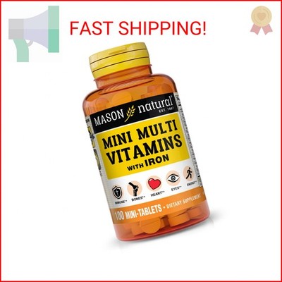 MASON NATURAL Daily Mini Multi Vitamins with Iron, Vitamins A, C, D, E, B1, B2,