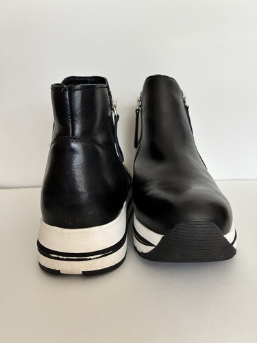 Steve Madden Blk Leather Wmns Sz 11 Glided Platform Dbl Zip Textile PU Lnd Shoe - Picture 3 of 8