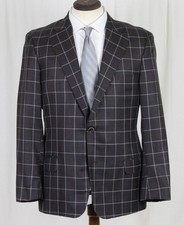 NEW Canali 1934 Wool Silk Linen Charcoal Brown Windowpane Jacket Blazer 40 S R
