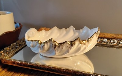 VTG Lenox Ivory Acanthus Leaf Candy Dish Bowl Gold Trim 6'' Free Shipping! 