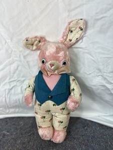 Vintage Gund Creations J Swedlin Easter Rabbit Bunny Blue Vest Pink 60s