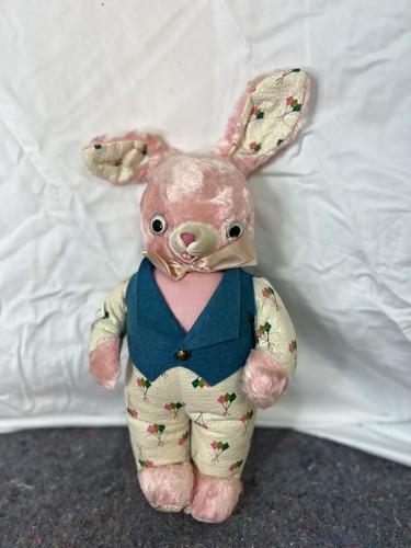 Vintage Gund Creations J Swedlin Easter Rabbit Bunny  Blue Vest Pink 60s