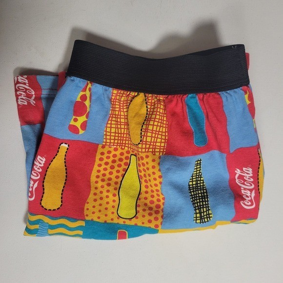 VTG 90s Coca Cola Mens Boxer Sweatshorts Size L Pop Art Colorful Abstract image 7