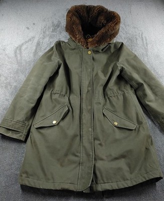 Joules Jacke Damen UK 14 grün Piper Parka Kunstfell Kapuze Winter Outdoor Mantel