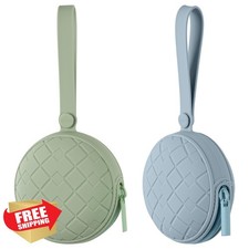 2-Pack Pacifier Holder Case Silicone, Sage Ether, Portable Baby Pouch