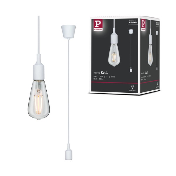 Neordic Pendelleuchte Ketil E27 Max. 60W Weiß Dimmbar Silikon, Kunststoff-image