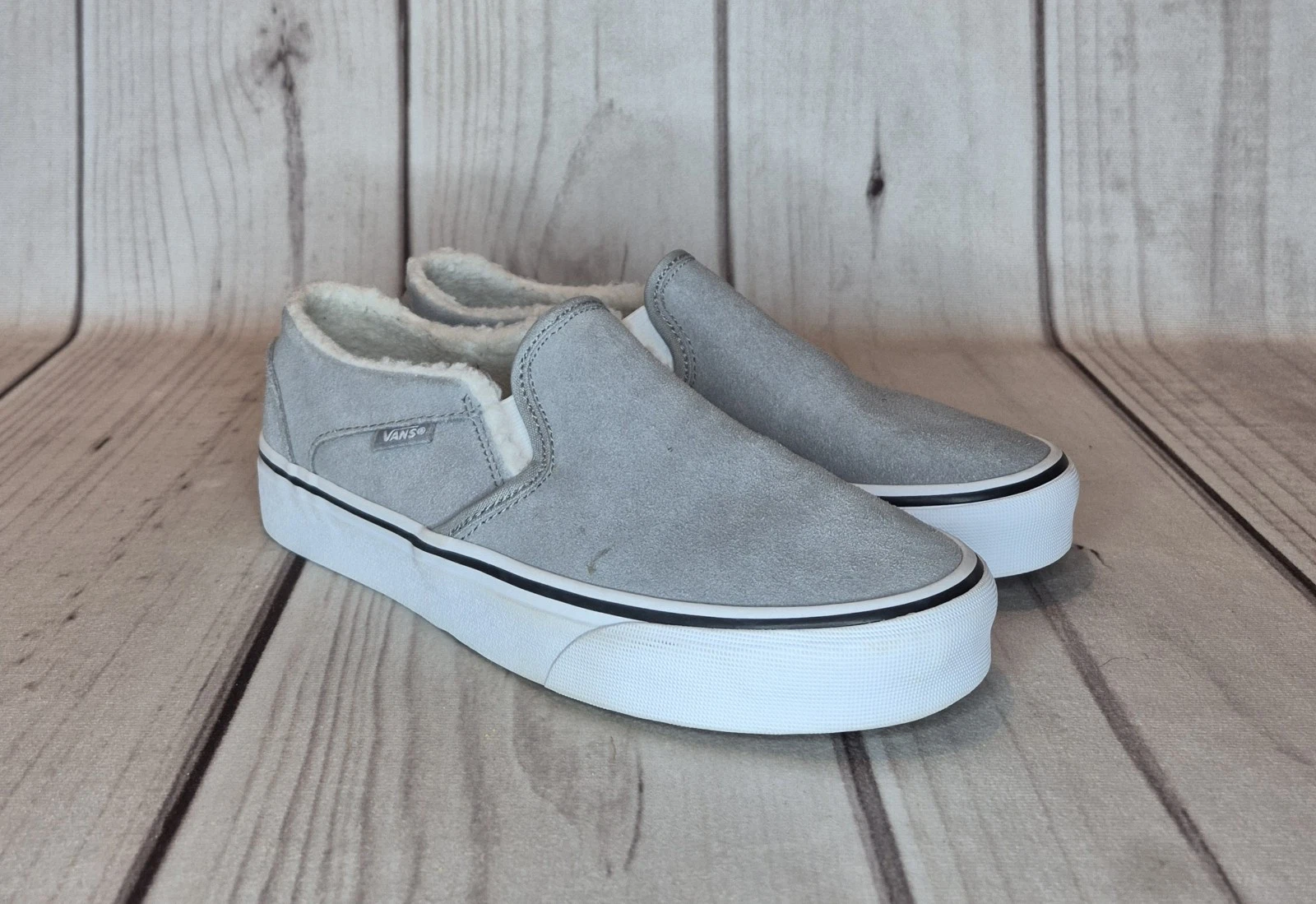 Scarpe basse Vans Asher da donna taglia 8 5 scamosciate sherpa drizzle grigie
