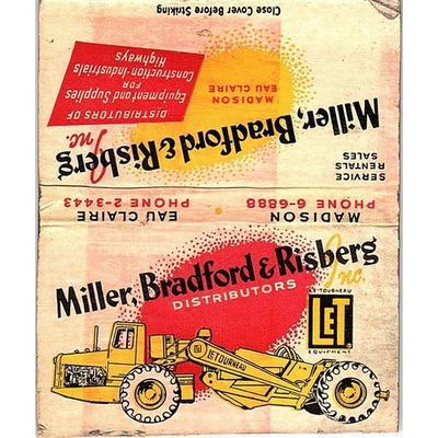 #ad Miller Bradford amp; Risberg Madison Eau Claire Vtg Large Matchbook Cover ML1 8 $27.00