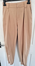 Pull&Bear Beige Cotton Cuffed Trousers Size S...