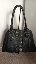 Episode Black Leather Handbag with Stud Detail Excellent Condition