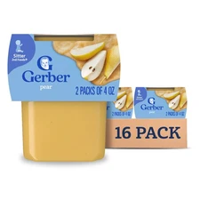 Gerber 2nd Food Baby Food Pear Puree, Natural  Non-GMO, 4 Ounce Tubs, 2-Pack