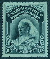 Niger Coast Protectorate 1894 1/- perf 13½-14 SG 56a Mint hinged cat £75