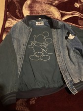 VTG Mickey Mouse Character Embroidered 90s Genus Women's Denim Bomber Jacket -L