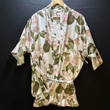 Victoria's Secret Satin Floral Short Kimono Robe Sz XS Here Comes The Bride Belt
