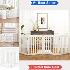 Freestanding Wooden Dog Gate 96 Inch Extra Wide 28 Inch Tall Folding Room