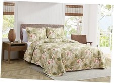 - Quilt Set, Reversible Floral Bedding with Matching Shams, Bedding King Green