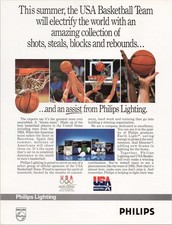 Philips Lighting 1992 USA Basketball Team Print Ad Vintage Olympic Sponsor