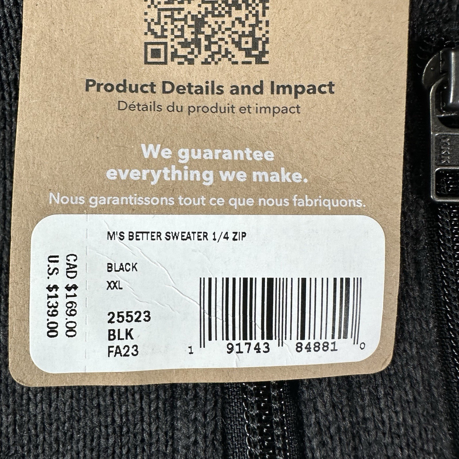 Patagonia Men's Better Sweater 1/4 Zip Allen Edwin Homes Black Sz 2xl BLK NWT thumbnail 8