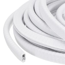 32.8 ft x 10mm x 7mm Rubber Edge Trim Guard with Metal Clips, White