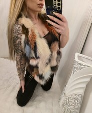 Jacke jäckchen Weste Echt pelz Fuchs polarfuchs Bunt S m 36 38 Wie neu 2...