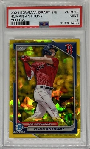 Roman Anthony 2024 Bowman Draft S/E #BDC-19 Yellow Refractor /75 PSA9🔥