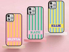 Personalised Candy Stripe Silicone Phone Case available in iPhone Samsung Google