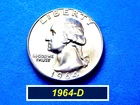 1964-D Washington 25¢ ➪ Full Design Details ➪ Uncirculated ➪ Bright Luster ➪2xy4